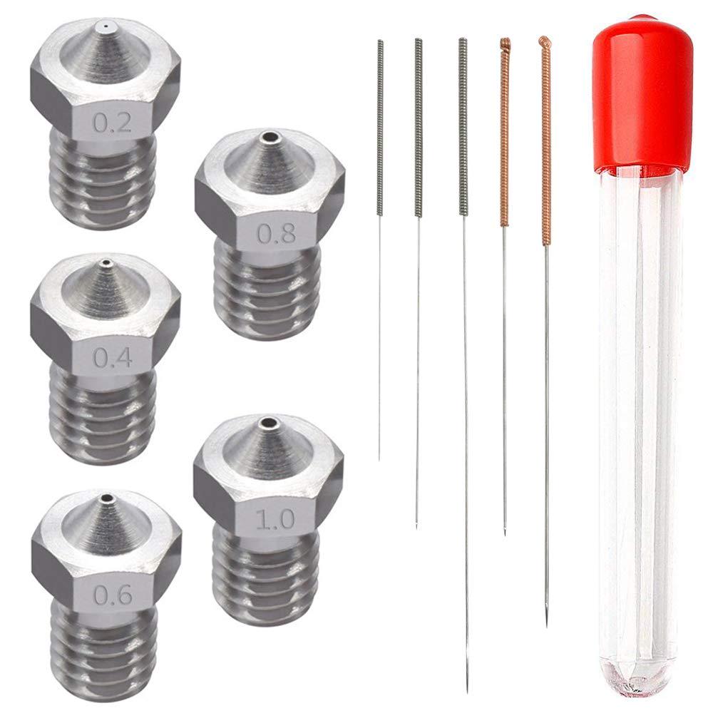 ENET 2x MK8 3D Printer Extruder Stainless Steel Nozzle 6mm Thread 0.4mm 1.75mm Silver
