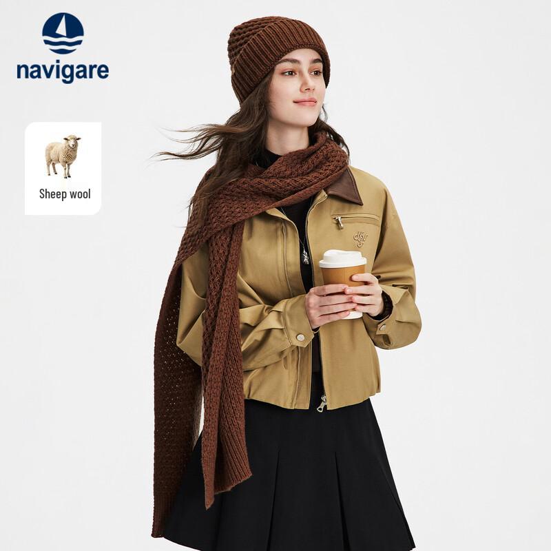 Navigare Unisex Wool-Blend Waffle Knit Scarf