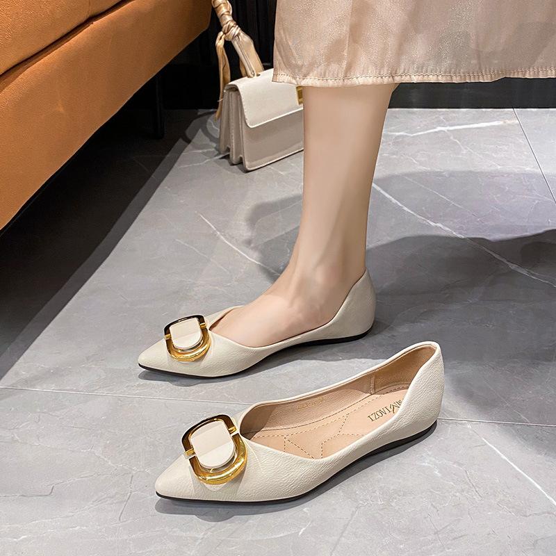 Classic Women's Flat Shoes 2024 New Summer Soft Sole Flat Heel Pointed Casual Shoes Hot Selling Large Size Women's Shoes 41-43