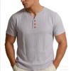 Men Chinese Style Retro Casual V Neck Short Sleeve Solid T Shirt
