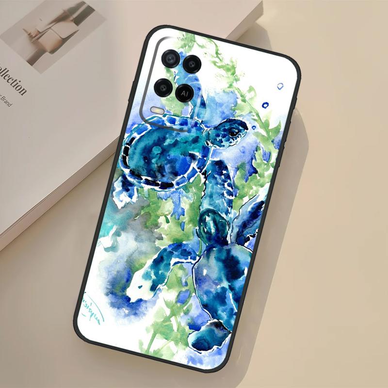 Sea Turtle Turquoise Oceanlife Case For Oppo A76 A96 A16 A17 A18 A60 A80 A40 A38 A58 A78 A98 A94 A74 A54 A15 A57 A77 A5 Pro