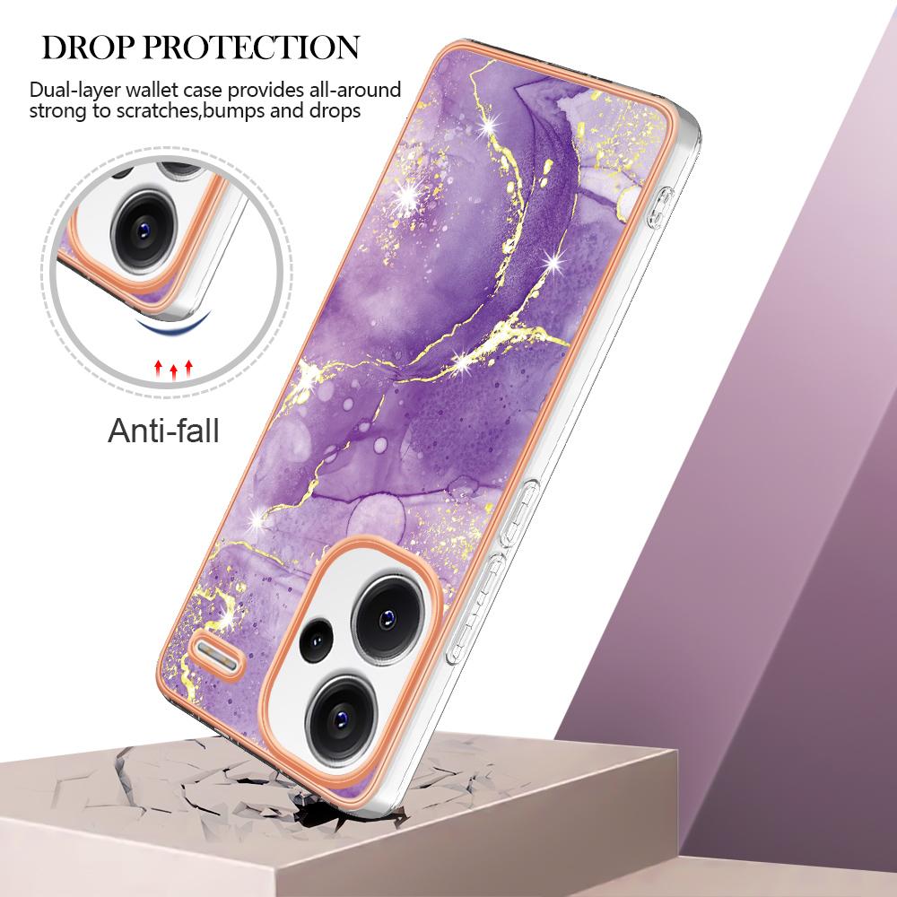 For Xiaomi Redmi Note 13 Pro+ 5G TPU Case with IMD Marble Pattern Electroplated Back Cover