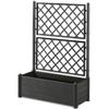 STEFANPLAST Flower Pot/Planter with Trellis - ITALIA FLOWER BOX - Wood Effect Finish - 100x43xH142 Cm - 80 L - Anthracite