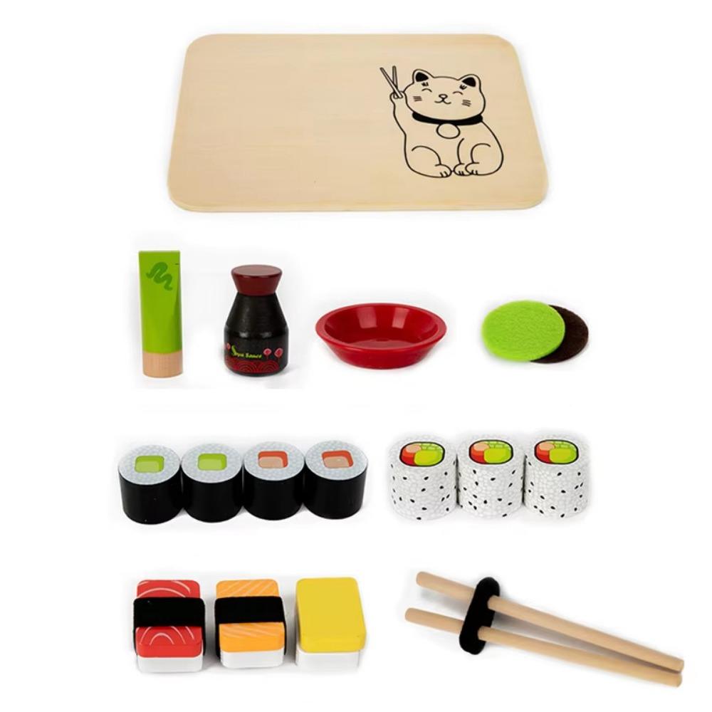 

Smooth Kid Pretend Play Sushi Toys Japanese Style Wooden Food Set Boys