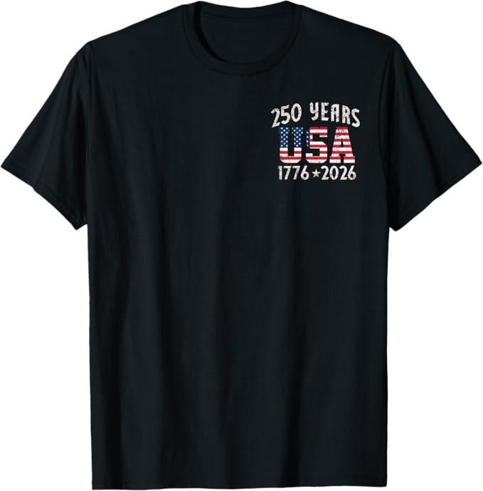 250 Years US Flag American 250th Anniversary Men Women Kids T-Shirt S