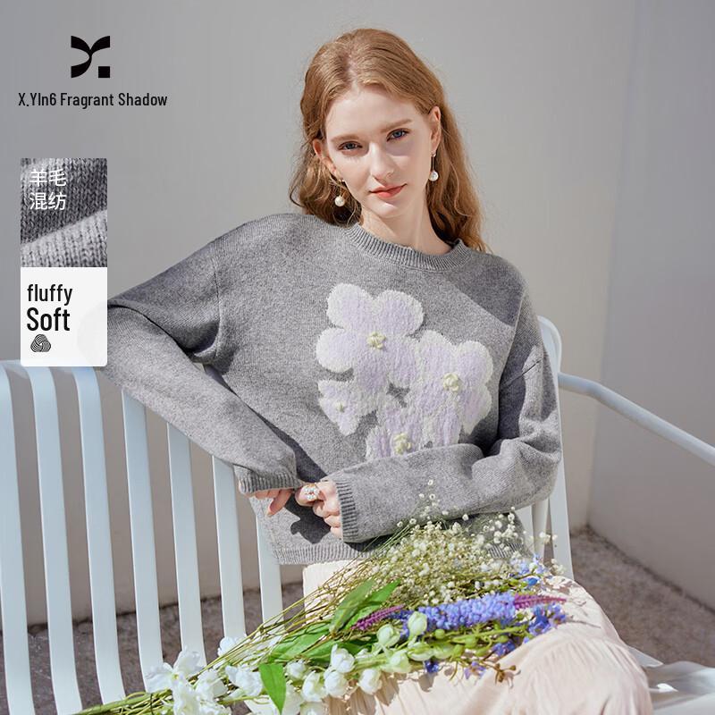 Women s Floral Jacquard Knit Sweater L