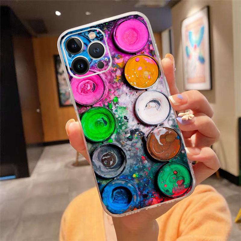 

Phone Case For iphone 16 15 14 Pro Max 16 15 14 13 12 Pro 15 14 Plus Watercolors Paint Palette Painting Box Shell iphone 15ProMax