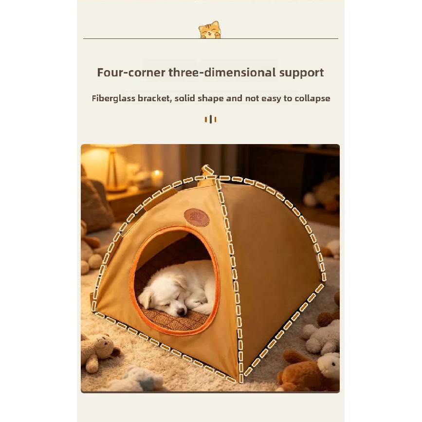 Foldable Pet Cat Tent Suitable All Four Seasons Closed Design Breathable Cat House Waterproof Stable Pet Kennel Outdoor Camping