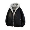Casaco de Inverno Masculino Casual Grosso Quente com Capuz Jaqueta Colarinho de Pele Fresca Casaco Grosso