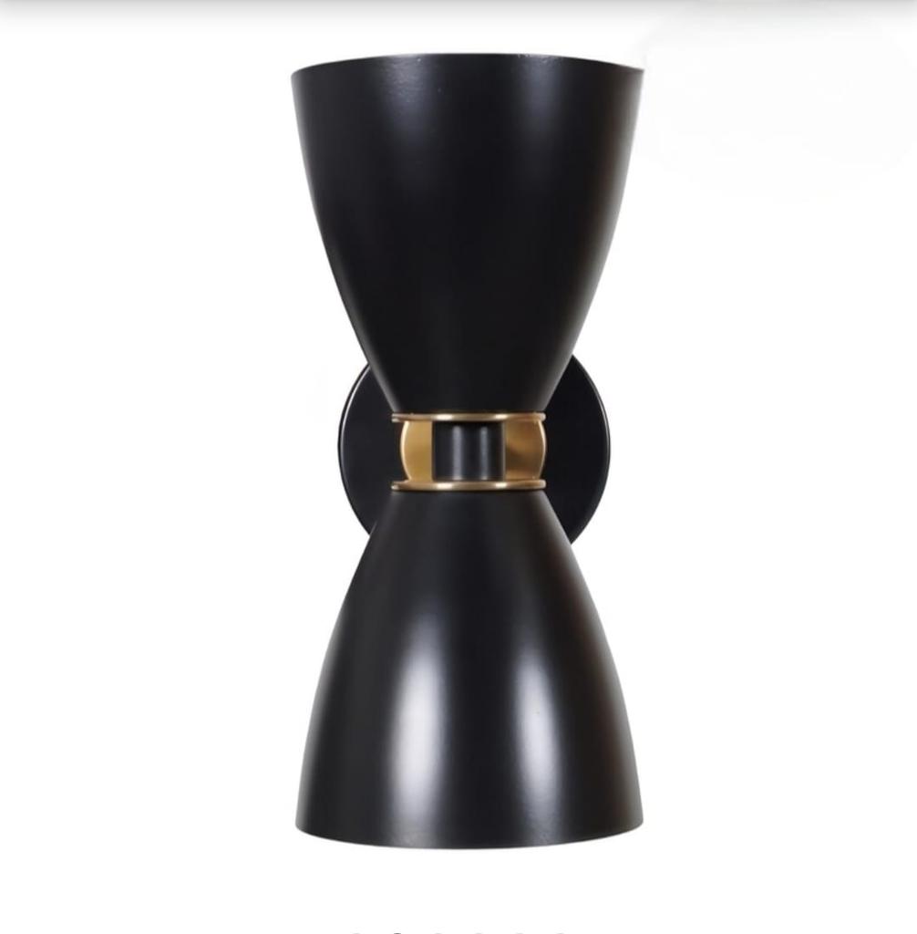 Mid Century Modern Diabolo Wall Sconce Handmade Black & Brass Double Cone Wall Light Fixture Bedroom Hallway Living Room Lighting Gift Idea