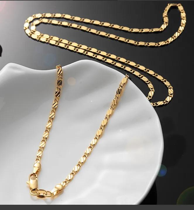 925 Silver Gold flat Clavicle chains Necklaces for Men Women wedding Jewelry Christmas gifts 40-75cm