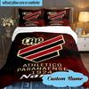 Custom Name Black Stripes Athletico Crest Bedding Set 3pcs, Bedding Set Including 1pc Duvet Cover And 2pcs Pillowcases for Bedroom, Dormitory Gift