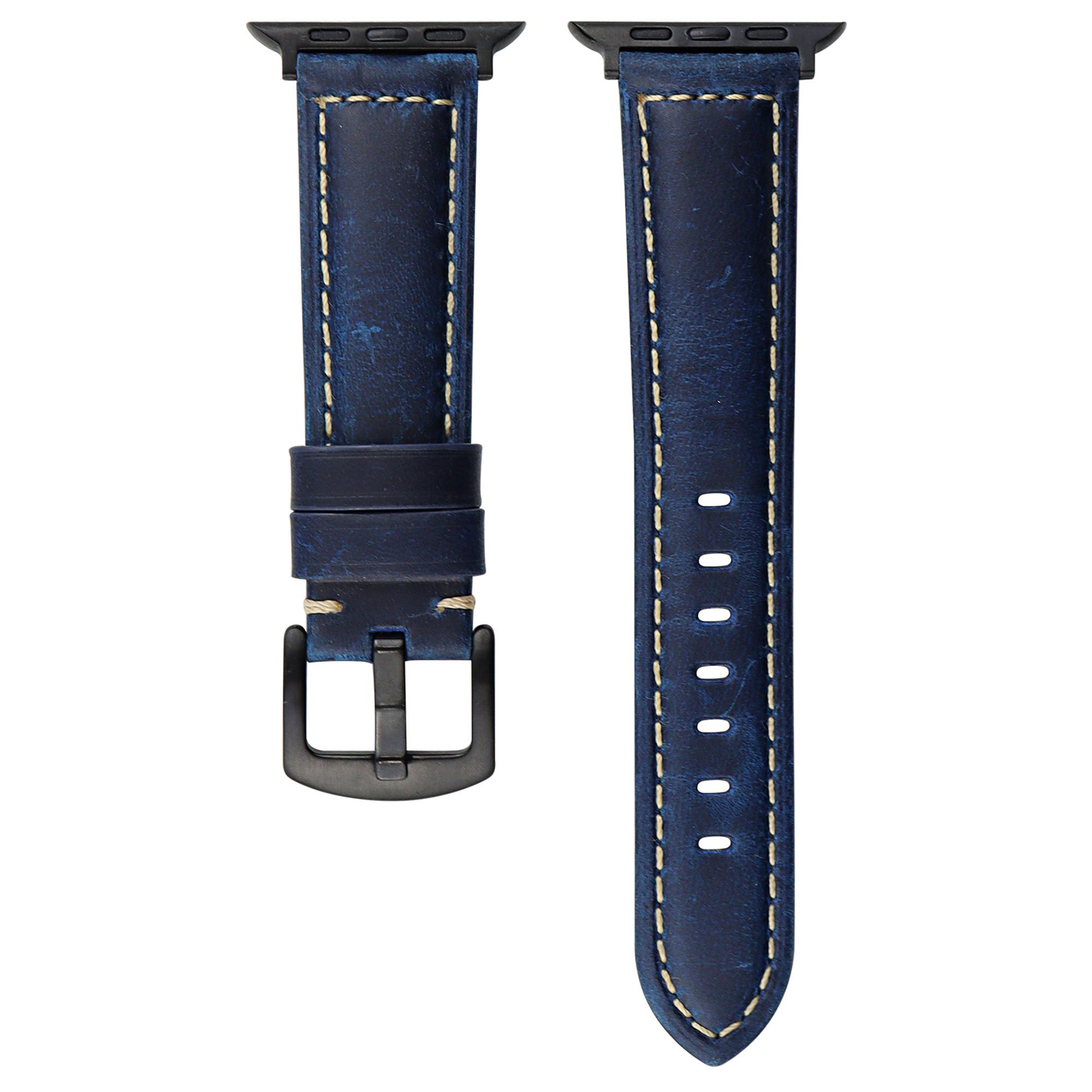 

Watch Band For Apple Watch Series 10 9 8 7 SE 6 5 4 3 2 1 42mm 41mm 40mm 38mm Genuine Cow Leather Strap Blue