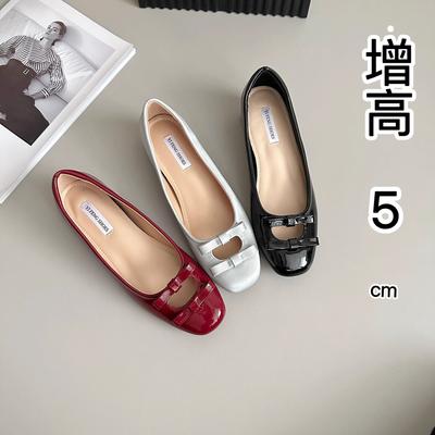 Augmentation de hauteur 5cm Nœud français semelle souple chaussures de soirée pour femmes automne 2025 nouveau sexy bout ouvert cousu bouche légère chaussures simples