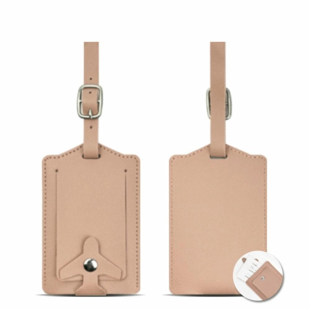 Durable PU Leather Luggage Tag Airplane Buckle Thickened Suitcase Label Flip Cover Anti Lost Boarding Pass Luggage