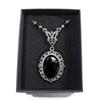 Collana Pendente Vittoriana Gotica Argentata a Rete Ovale con Agata Nera Naturale per Uomini Donne Halloween Gioielli Romantici da Strega