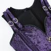European & American Court Style Black Lace-Up Sleeveless Corset with 12 Steel Bones & Double-Breasted Chain Buttons.