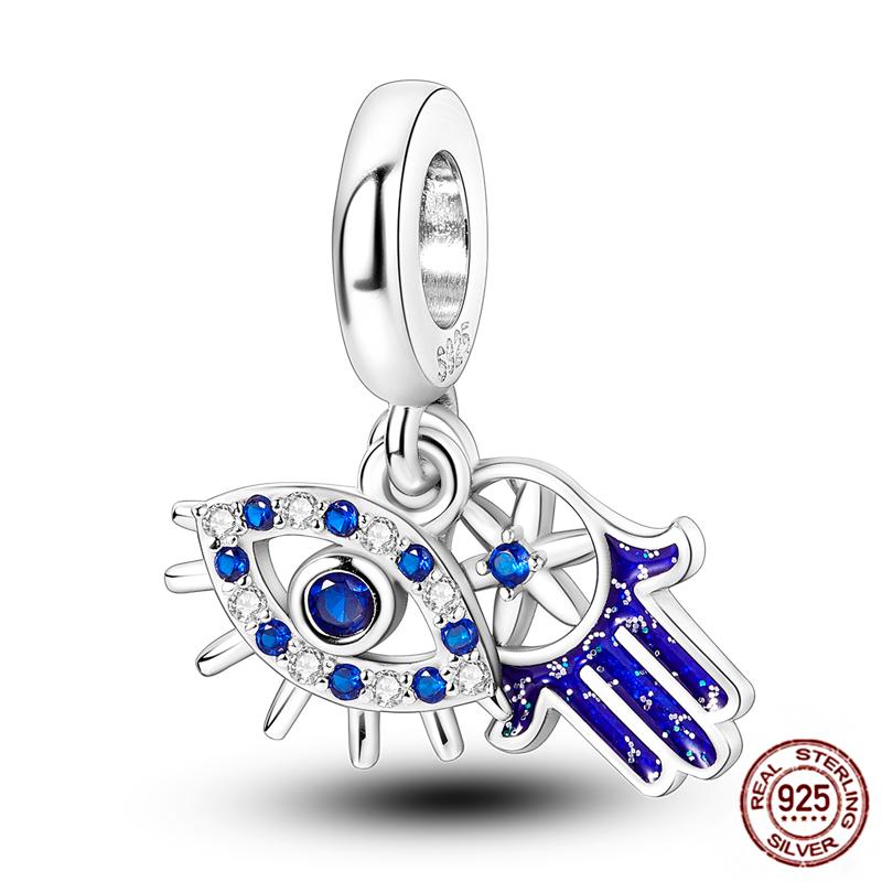 Standard Copper Craft Rotate Devil'S Eye Charms Fit Authentic Bracelet Blue Fatima Hand Palm Spacer Charms Handmade Jewelry Gift