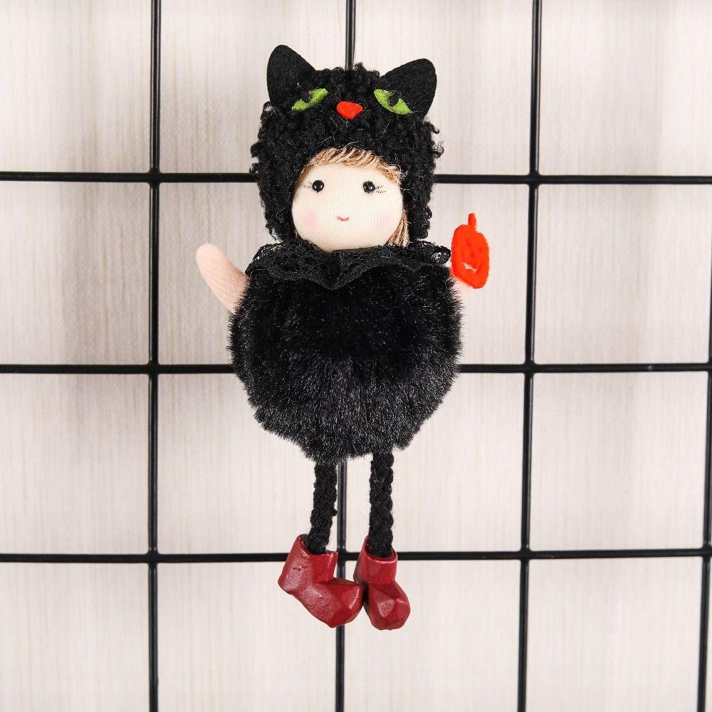Scary Witch Black Cat Hanging Decoration Plush Halloween Witch Pendant  Holiday Decor