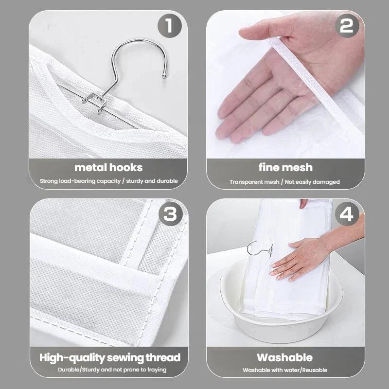 תיק יד תלייה תיק אחסון תיק תלייה לאחסון לא ארוג רב-שכבתי אחסון לארון תיק אחסון דו-צדדי עמיד בפני אבק