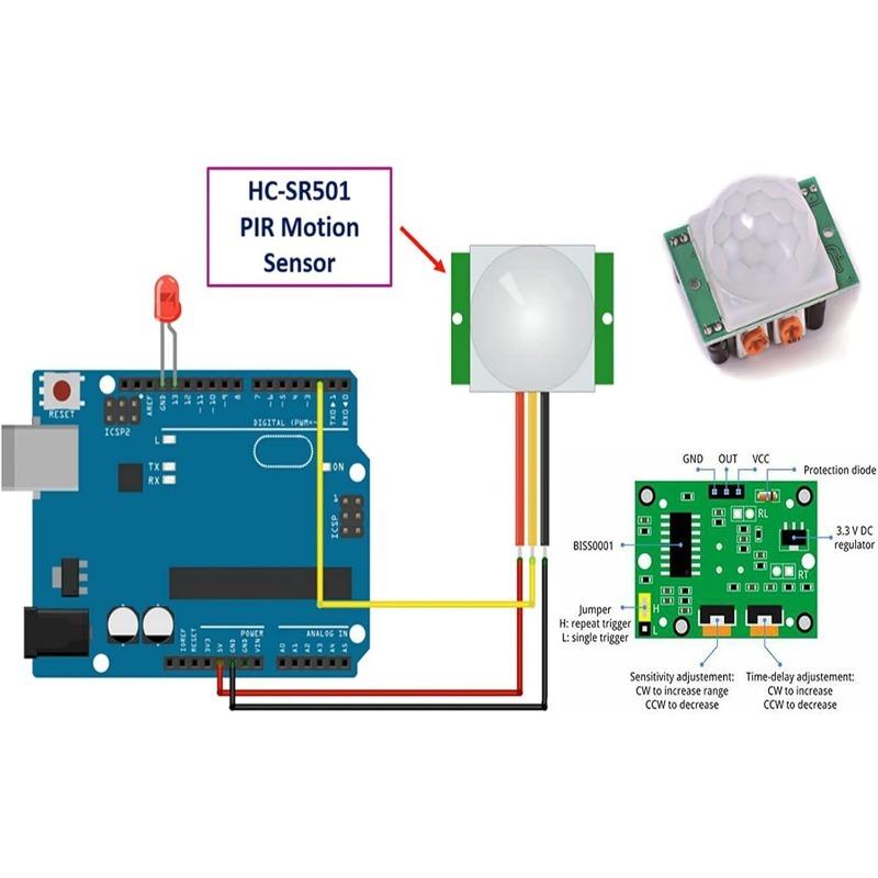 5 Stück HC-SR501 Einstellbarer IR Pyroelektrischer Infrarot PIR Bewegungssensor Detektor Modul für Arduino für Raspberry Pi Kits