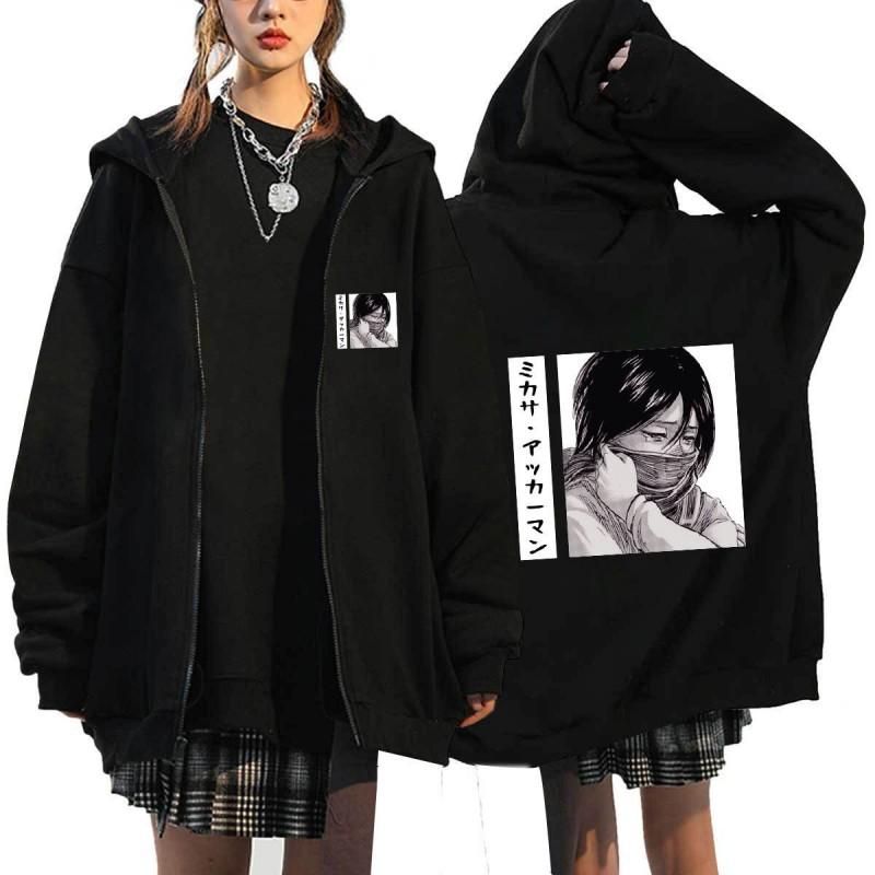 Anime Attack On Titan Printed Zip-Up Hoodie Unisex Casual Sportswear Long Sleeve Sweatshirt