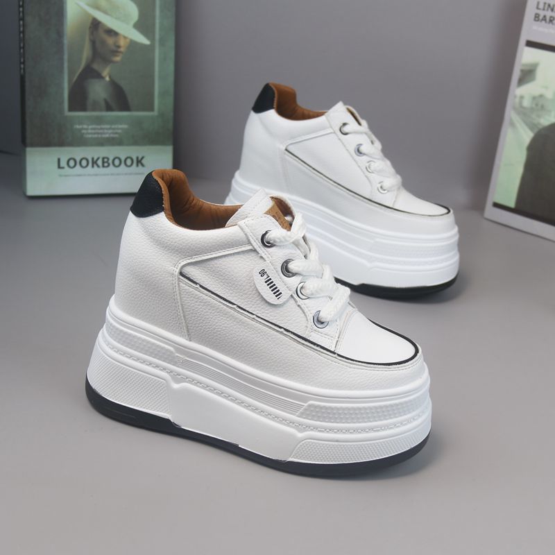 

Thicksoled ultrahigh cm white shoes, small women s shoes, new sports and leisure shoes, heightening leather women s board shoes 34