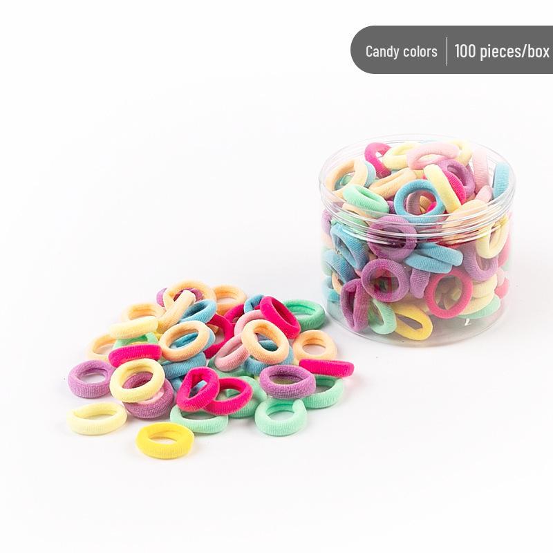 

100-piece Korean Children s Seamless High-Elastic Candy Color Hair Ties