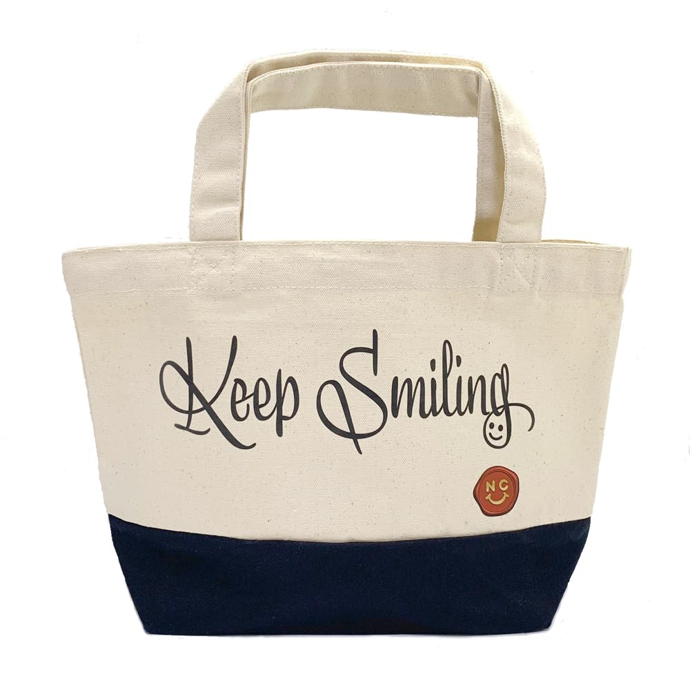 Tote Bag Handbag Bag Sub Bag Lunch Bag Small Size Canvas Mini Tote Keep Smiling English Cursive Design [nc-smile]
