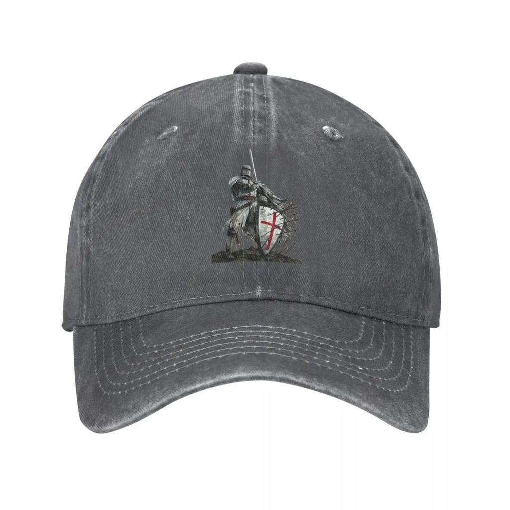 Tempelritter Schild Kreuz Schwert Ritter Baseballkappe Vintage Used Baumwolle Rüstung Helm Emblem Kappe Outdoor Hüte Kappe