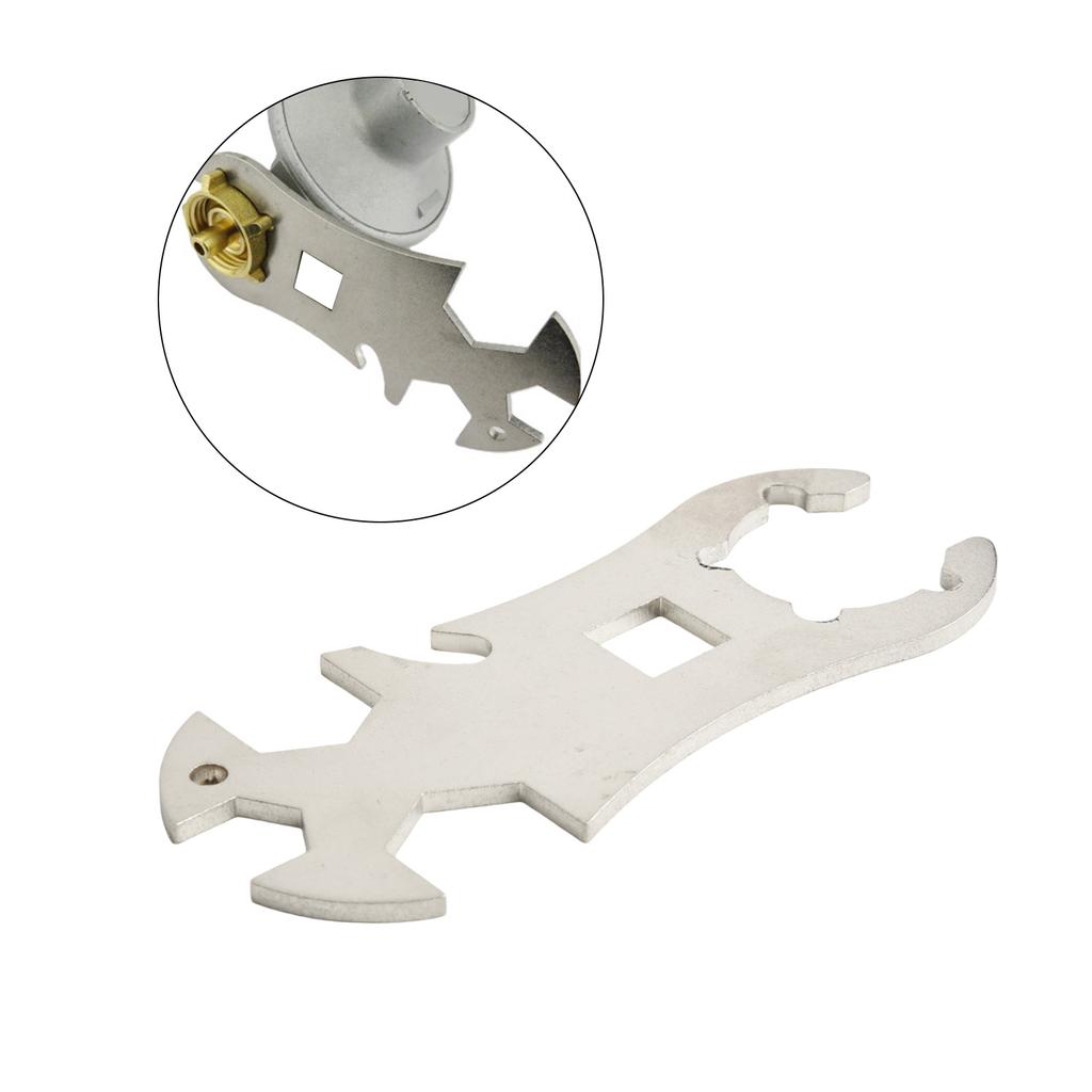 1pc Gas Bottle Wrench Stainless Steel Gas Cylinder Wrench For Outdoors Portable Cooking Gas Conditioning Tools Replacement Parts