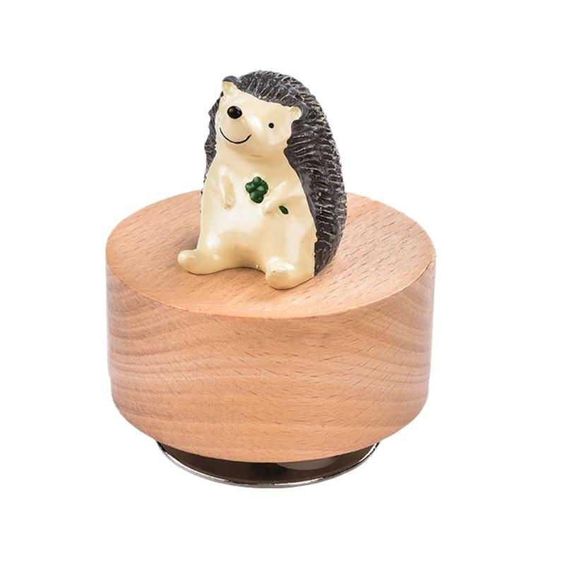 Hölzerne Spieluhr mit rotierender kleiner Tierfigur Mechanisches Musikalisches Ornament für Heimdekoration und ein einzigartiges Geschenk