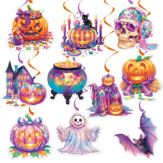 Halloweenská spirálová závěsná visačka Slavnostní atmosféra Dekorace Realistické vzory Spirálové visačky Dekorace na domácí párty