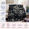 Monochrome Swirl Flourish Flannel Blanket Warm Soft Halloween Christmas Couch Warm Cozy Decorative Decor Gift for All Season