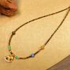 Vintage Tiger Eye Stone Necklace with Gilded Rocking Horse Pendant - 2025 Elegant Design Clavicle Chain.