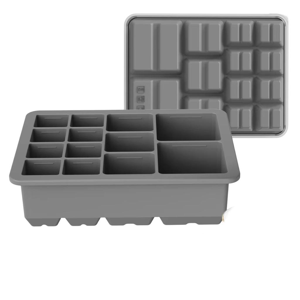 Multi-size 13-Cavity Square Trays, Food Grade Silicone Ice Molds, Easy Release Maker