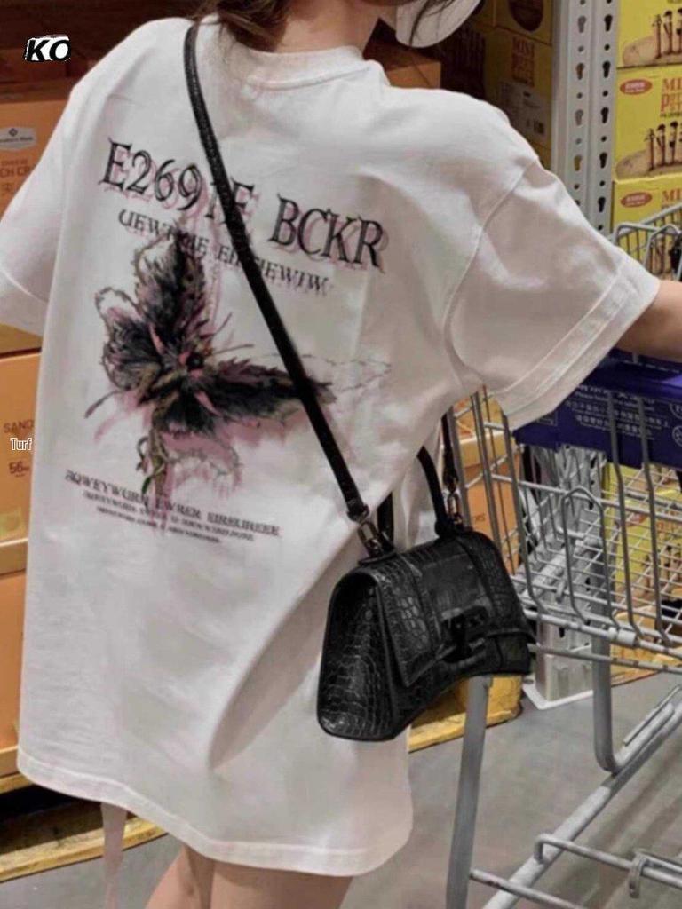 Unisex Bavlna Nadměrná velikost Potisk motýlů Volný střih Tričko