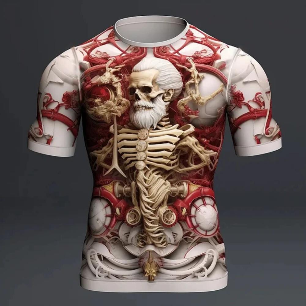 2026 Summer New Men T-Shirt Harajuku Spider Skull 3D Printed T-Shirt Men's Clothing Fashion Punk Tees Casual Street Wear T-Shirt