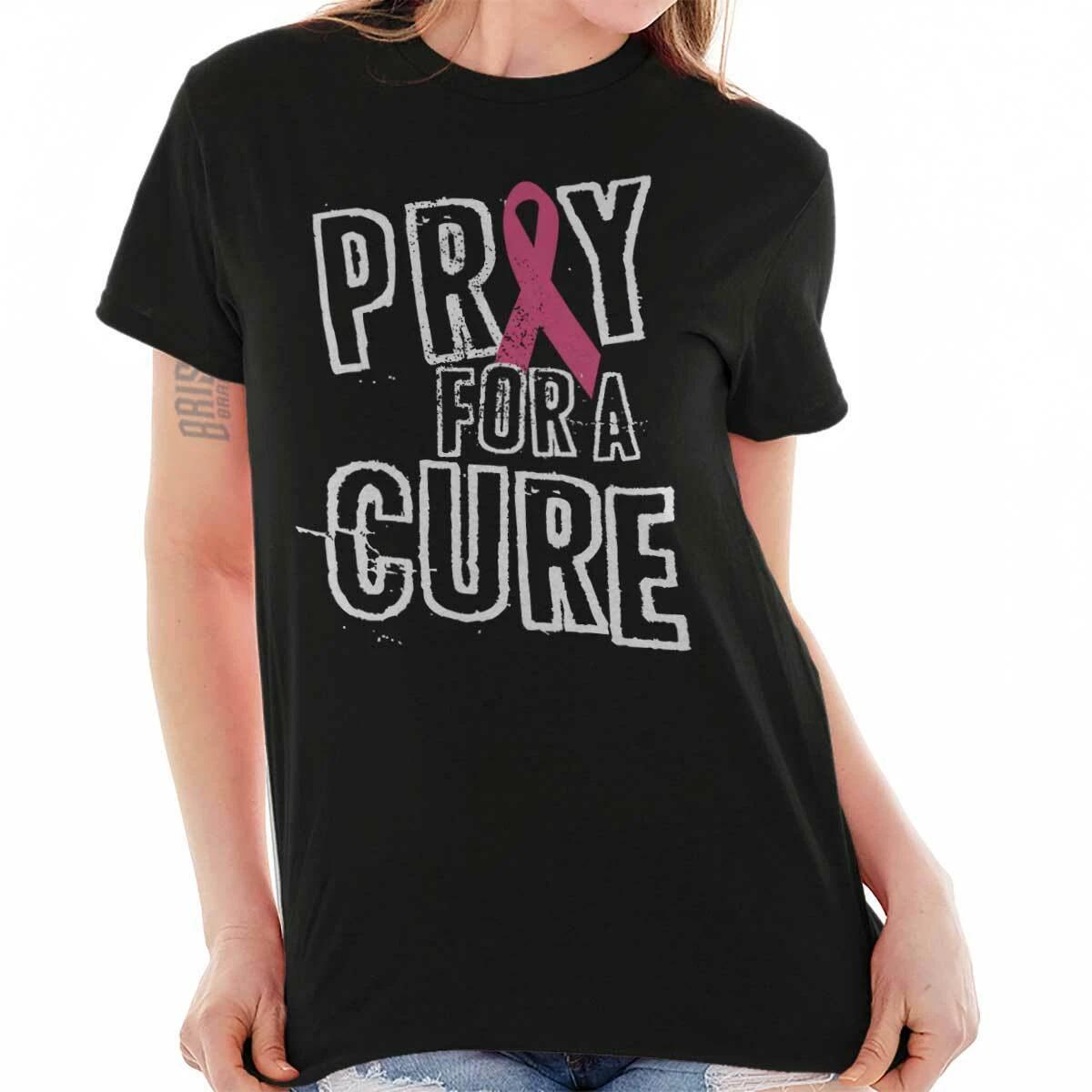 Pink Ribbon Supporter Breast Cancer Sucks Womens Graphic Crewneck T Shirt Tee L
