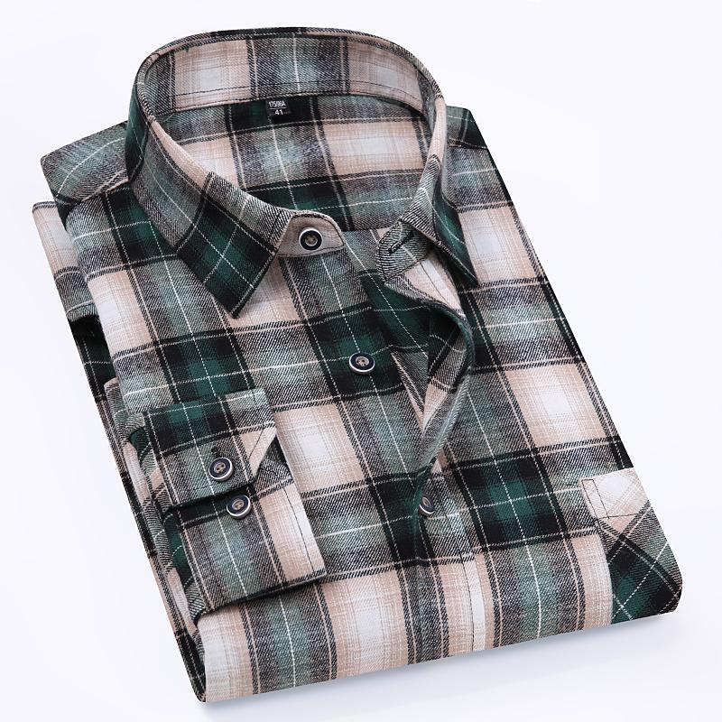 Talla 11XL 10XL 9XL Camisas de Franela a Cuadros de Moda Para Hombre Manga Larga Algodón Casual Suave Ajuste Estándar Camisa Blusa Ropa
