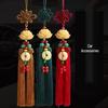 White Jade Lotus Car Charm: Rearview Mirror Pendant with Chinese Knot Tassel for Safety