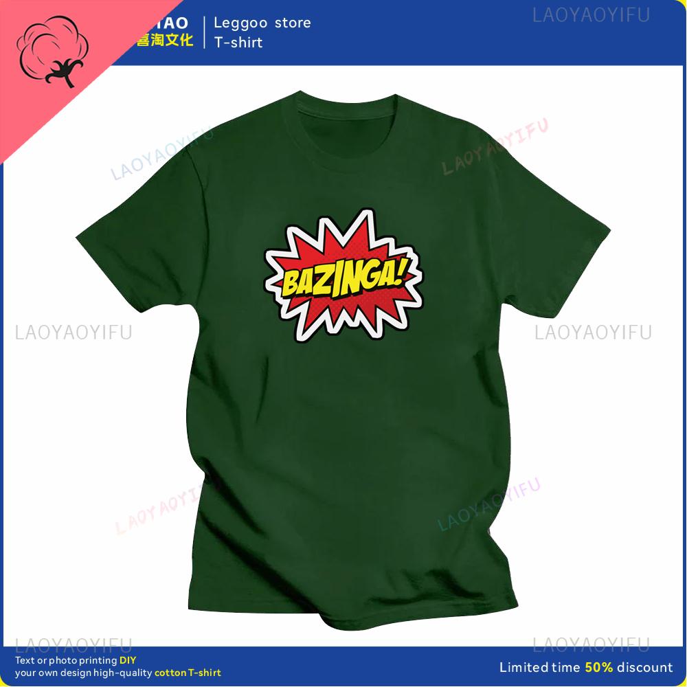 Big Bang Theory Bazinga Tshirt Mens Cotton Shortsleeved Sheldon Cooper Casual Everyday Streetwear