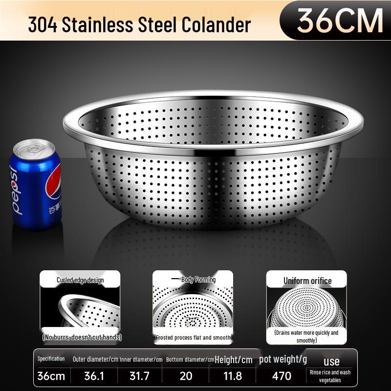 Extra Thick 304 Stainless Steel Household Deep Soup and Mixing Basin