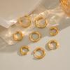 Yori Simple Versatile Classic Stainless Steel Hoop Earrings 18K Gold Plated Autumn Winter Style Waterproof Jewelry Gift