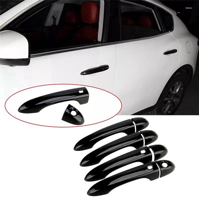 1 Set Glossy Black Smart Door Handle Cover Trim Fit For Maserati Ghibli Sedan 2014--A87Q