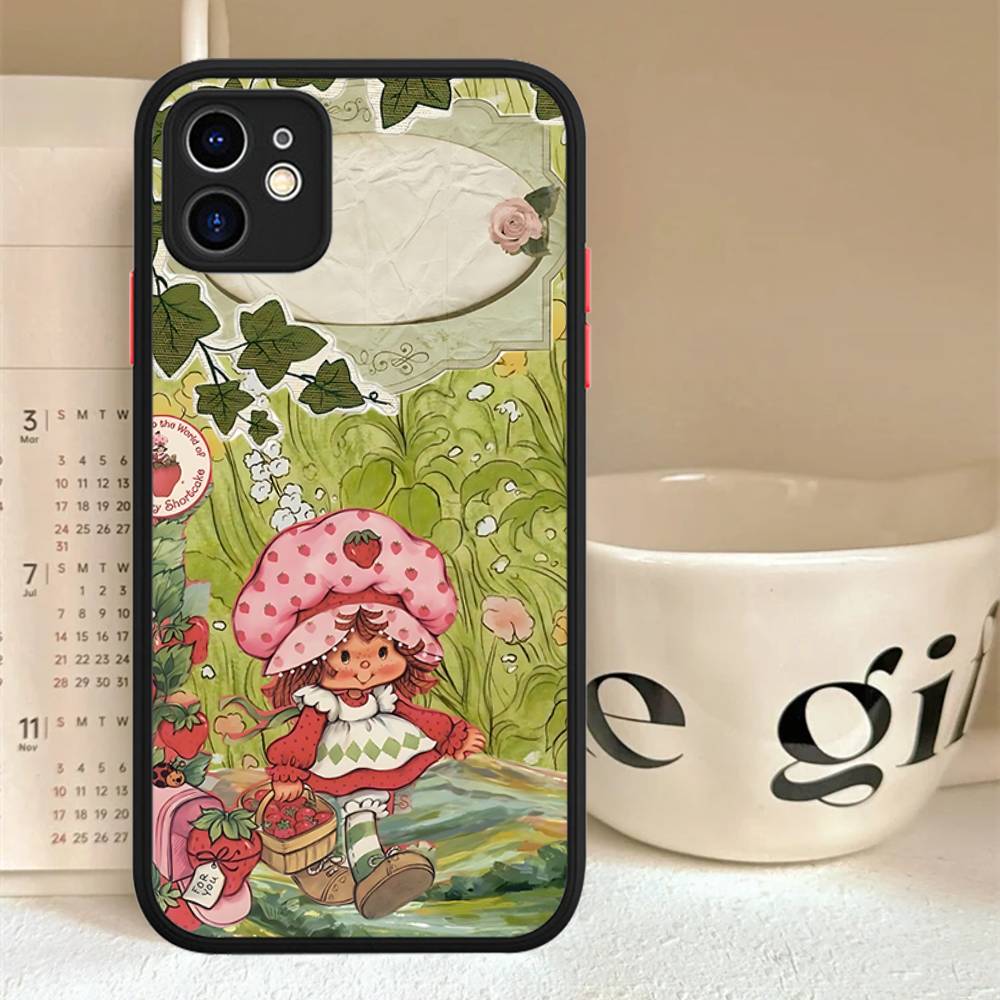 S-Strawberry-shortcake Girl For IPhone 11 12 13 14 15 16 Pro Max Plus X XS MAX Back Cover Matte Phone Case