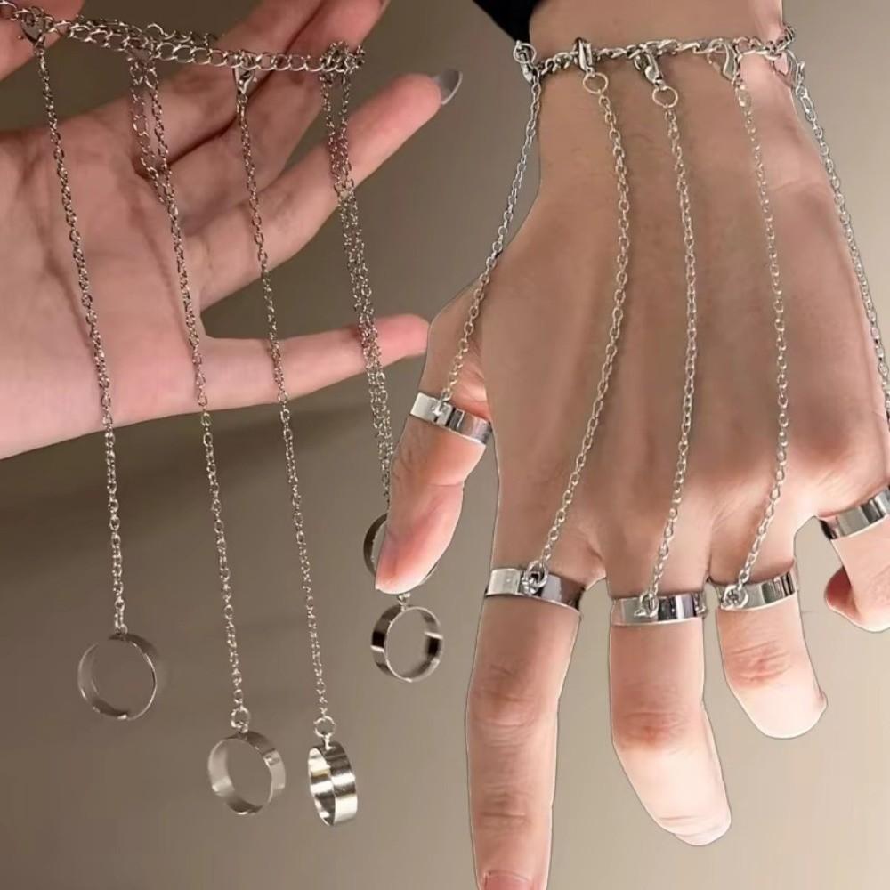 Detachable Wrist Bracelet Ring Gothic Open Chains Rings Trendy Punk Bracelet Ring  Unisex