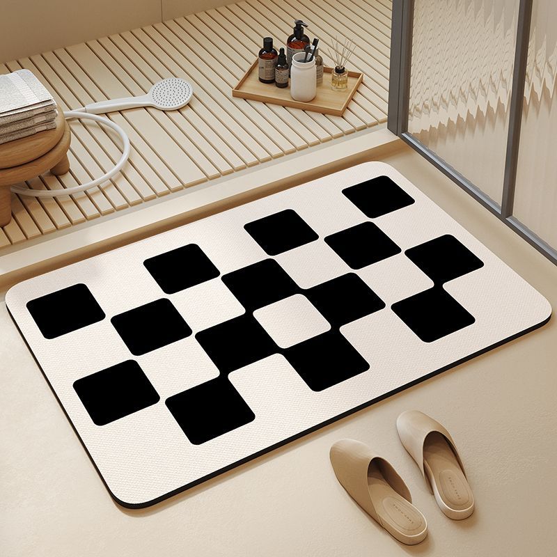 Cream Wind Diatom Mud Floor Mat Bathroom Water-Absorbing Quick-Drying Floor Mat Household Bathroom Door Non-Slip Easy To Take Care Of Floor Mat