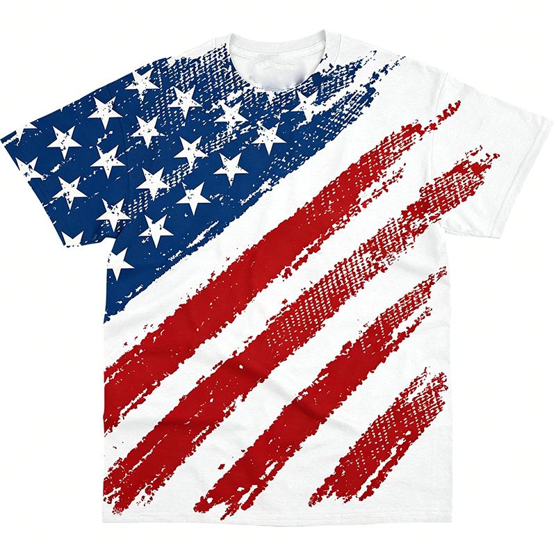 3D Print Tie-dye Pattern Style Stars Stripe Bald Eagle T-shirt for Men America 250 Years Independence Day Colors T Shirts 2026