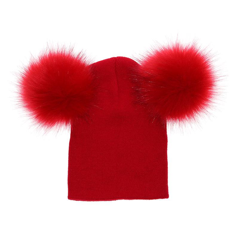 

Шапка вязаная для малышей, девочек и мальчиков, теплая шапка с ушками, детские зимние вязаные шапки one size красный